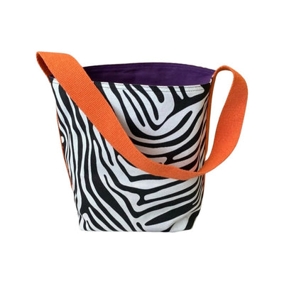 Zebra Pattern / Purple Double Sided Bag with Orange Strap
