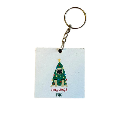 Christmas Pug Keychain / Tree Ornament