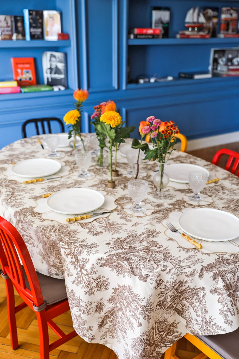 Chestnut Toile - Brown Tablecloth