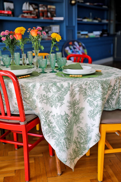 Emerald Toile - Green Tablecloth