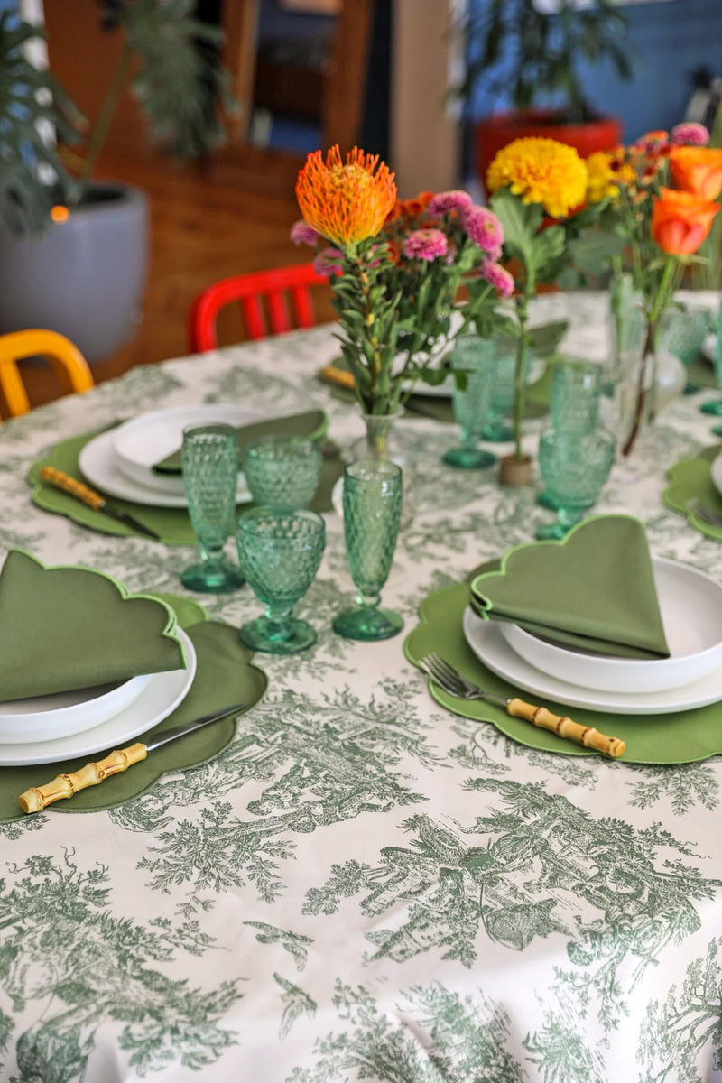 Emerald Toile - Green Tablecloth