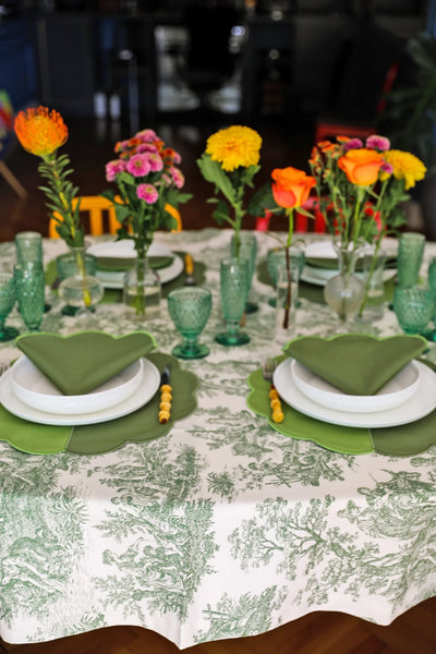 Emerald Toile - Green Tablecloth