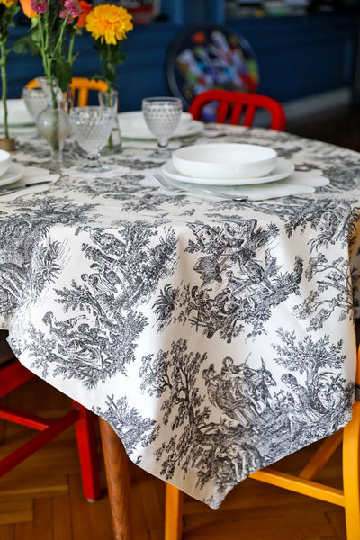 Ebony Toile - Black Tablecloth