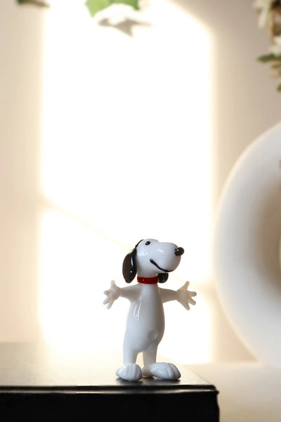 Snoopy Köpek Minyatür El Yapımı Cam Figür