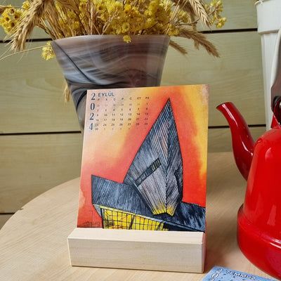 2024 Architectural Calendar with Wooden Stand