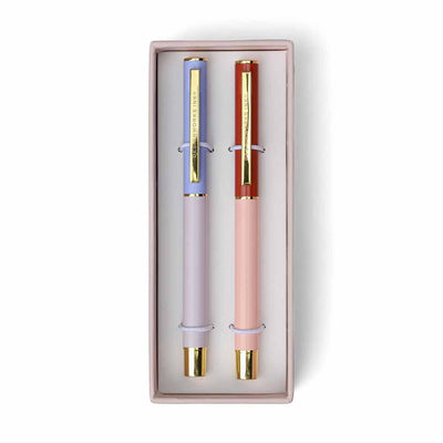 DesignWorks Colour Block Double Ballpoint Pen Set Lavender & Blush