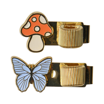 DesignWorks Ink Pen Clip - Butterfly & Mushroom Set of Two