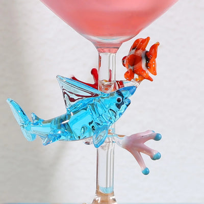 Blue Shark Themed Wine Glass