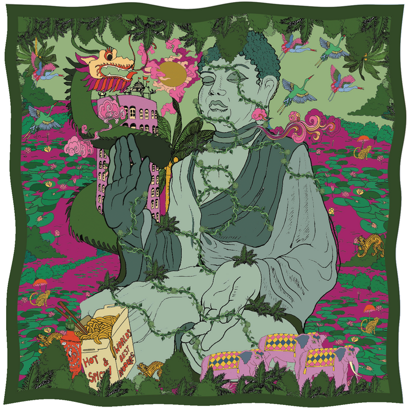 Noodle Land Green Fuchsia