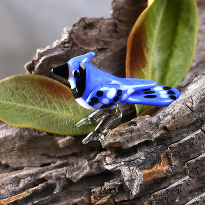 Miniature Blue Jay Bird Handmade Glass Figurine