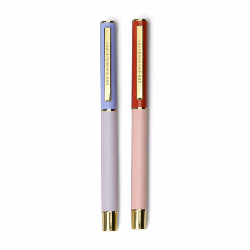 DesignWorks Colour Block Double Ballpoint Pen Set Lavender & Blush