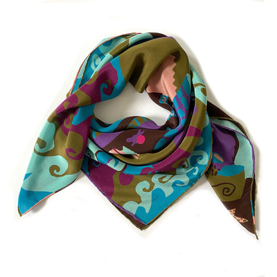 Atlantis Purple Silk Scarf