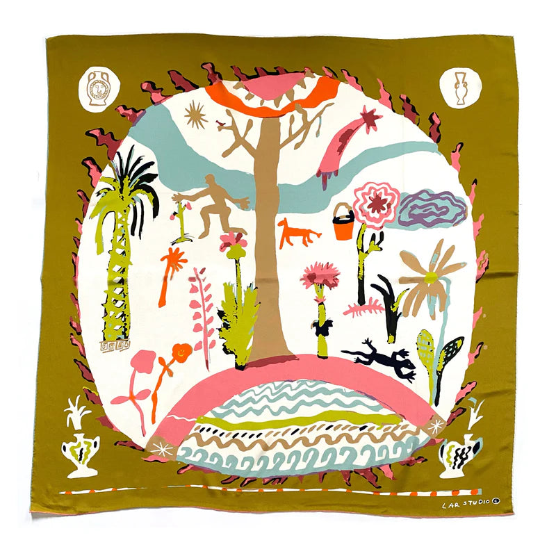 Boon Khaki Silk Scarf