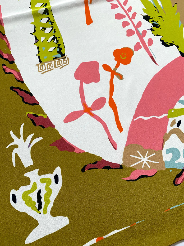 Boon Khaki Silk Scarf