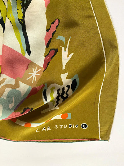 Boon Khaki Silk Scarf