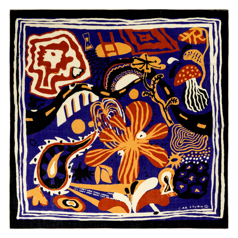 Changing Flora Navy Wool Scarf