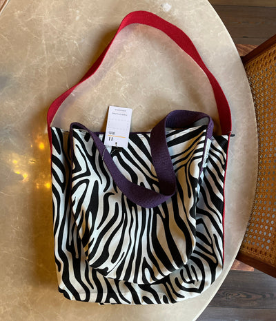 Red Strap Zebra Patterned / Black Reversible Bag