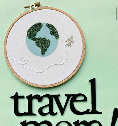 Globetrotter Embroidery Hoop Art