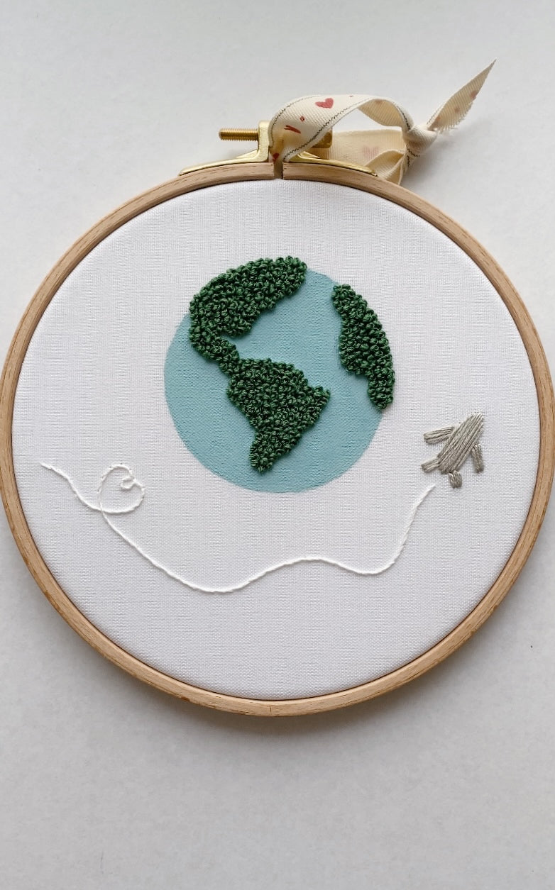 Globetrotter Embroidery Hoop Art