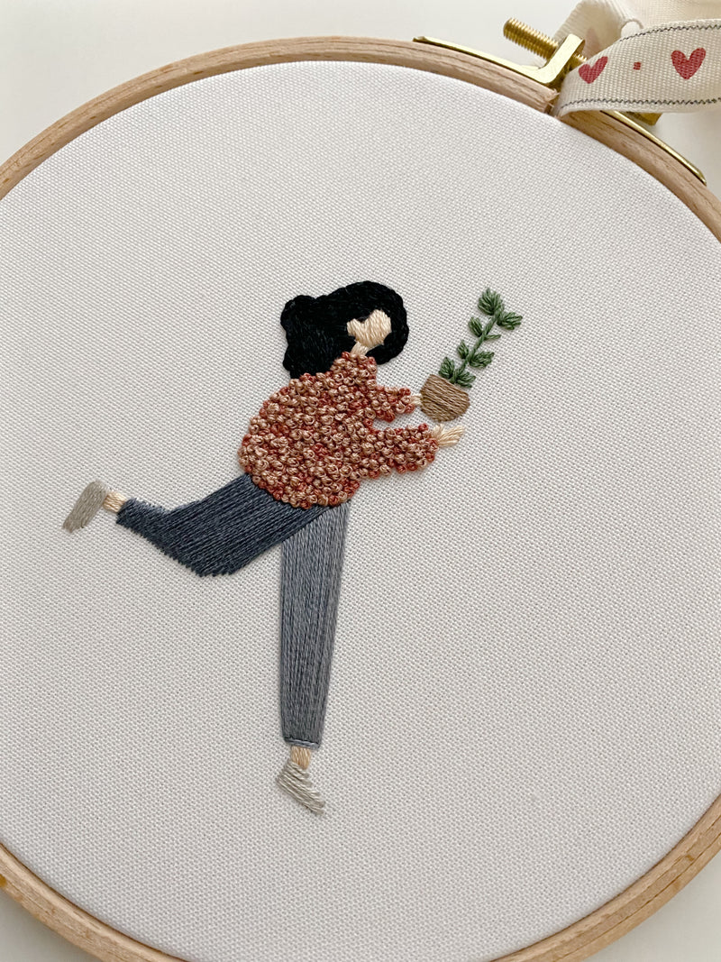 Plant Lady Embroidery Hoop Art