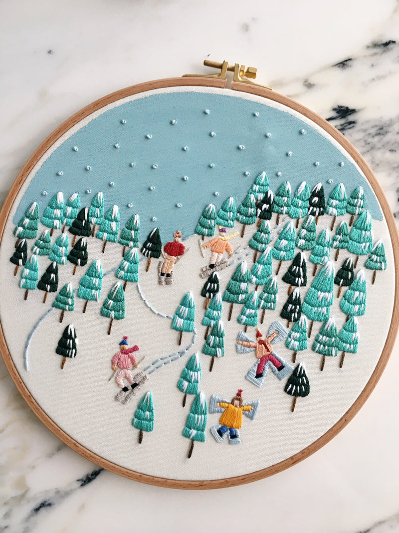 Snow Fun Embroidery Hoop Art