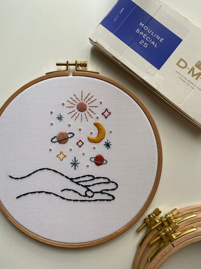 Handful of Stars Embroidery Hoop Art