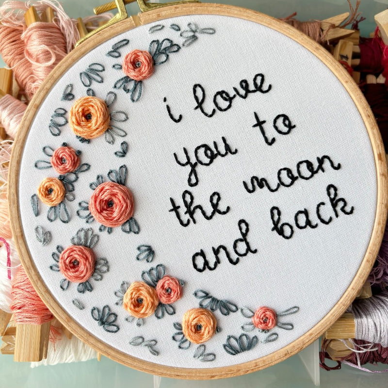 Love You to the Moon and Back Embroidery Hoop Art
