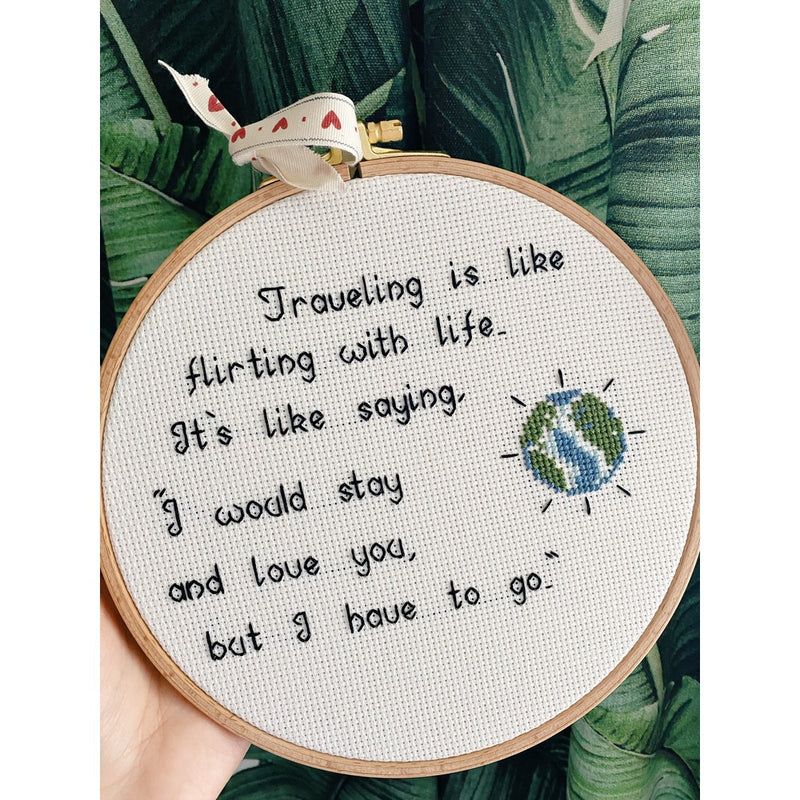 Traveling Embroidery Hoop Art