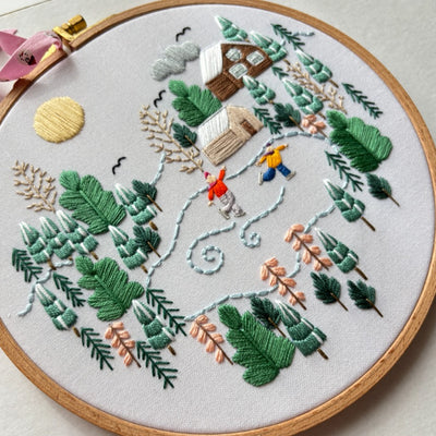 Snowy Scene Nakış Kasnak Pano