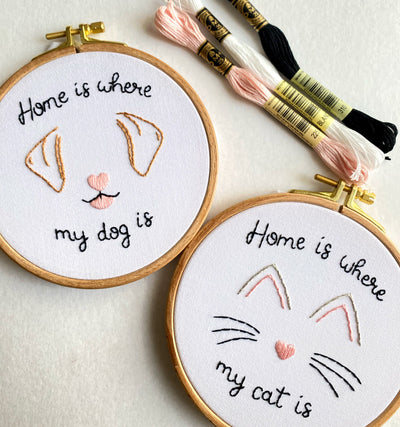 Home is Where My Dog is Embroidery Hoop Art