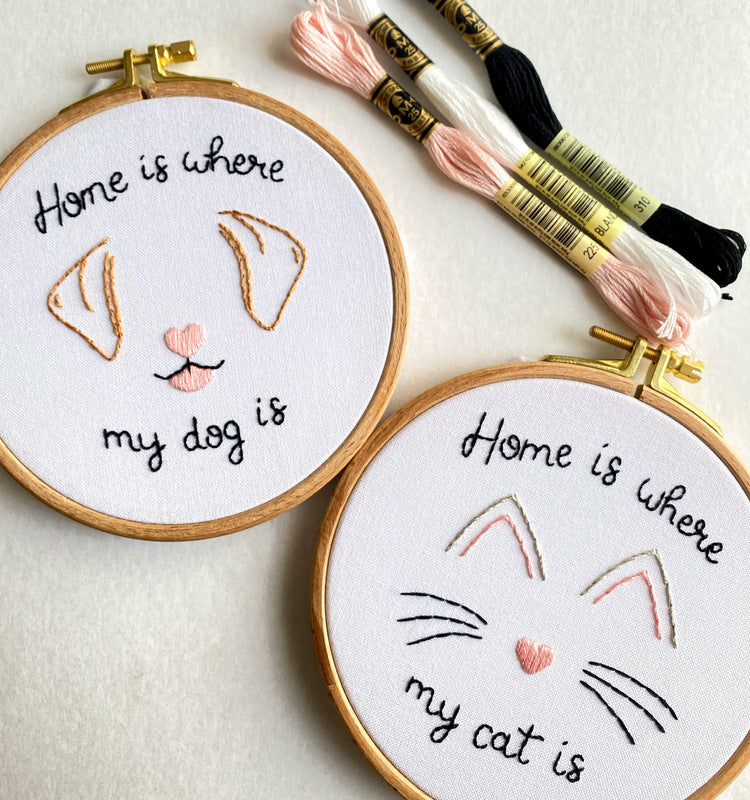 Home is Where My Dog is Embroidery Hoop Art