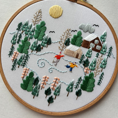 Snowy Scene Nakış Kasnak Pano