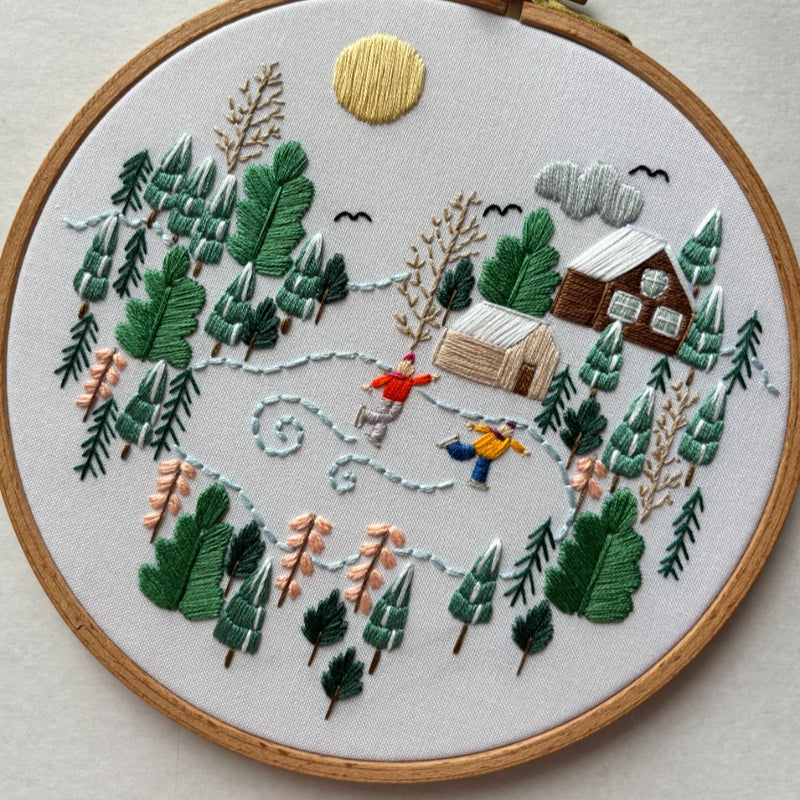 Snowy Scene Nakış Kasnak Pano