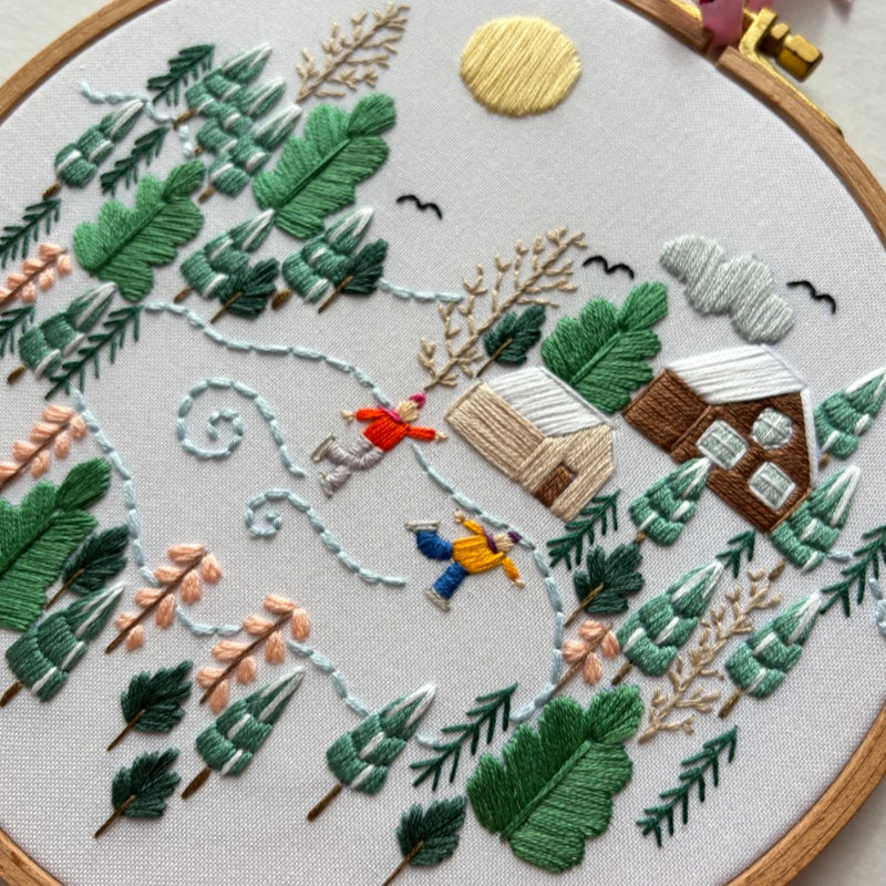 Snowy Scene Nakış Kasnak Pano