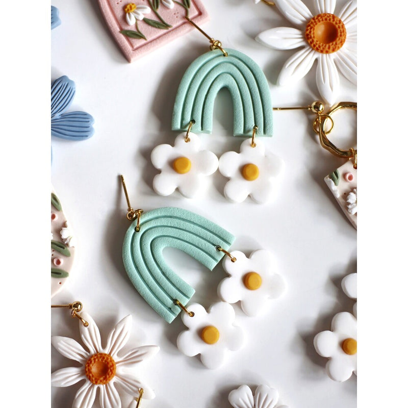 Mint Rainbow and Daisies Earring