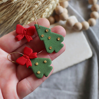 Christmas Tree with Ribbon Earring