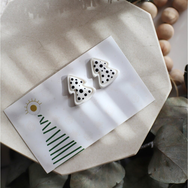 Black Dotted Pine Tree Earring