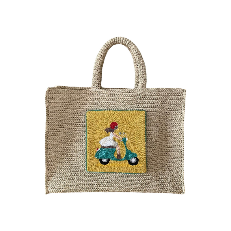 Vespa Themed Punch Embroidered Bag