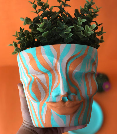 Orange Zebra-Patterned Head Pot