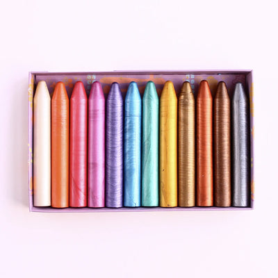 Metallic Color Pencil Wax Pastel Crayon Set 12 Colors