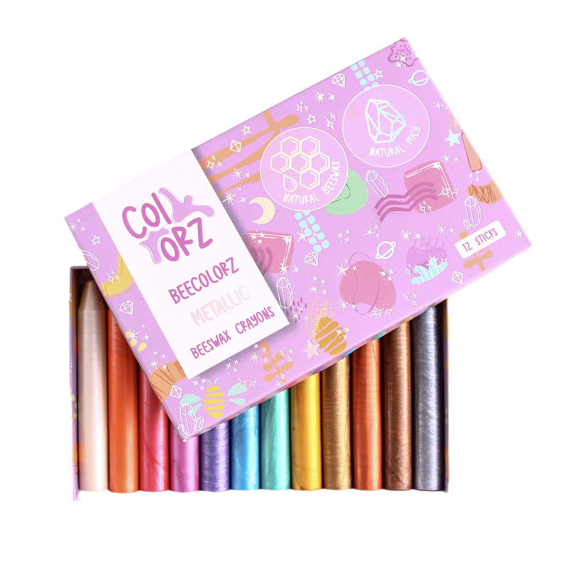 Metallic Color Pencil Wax Pastel Crayon Set 12 Colors