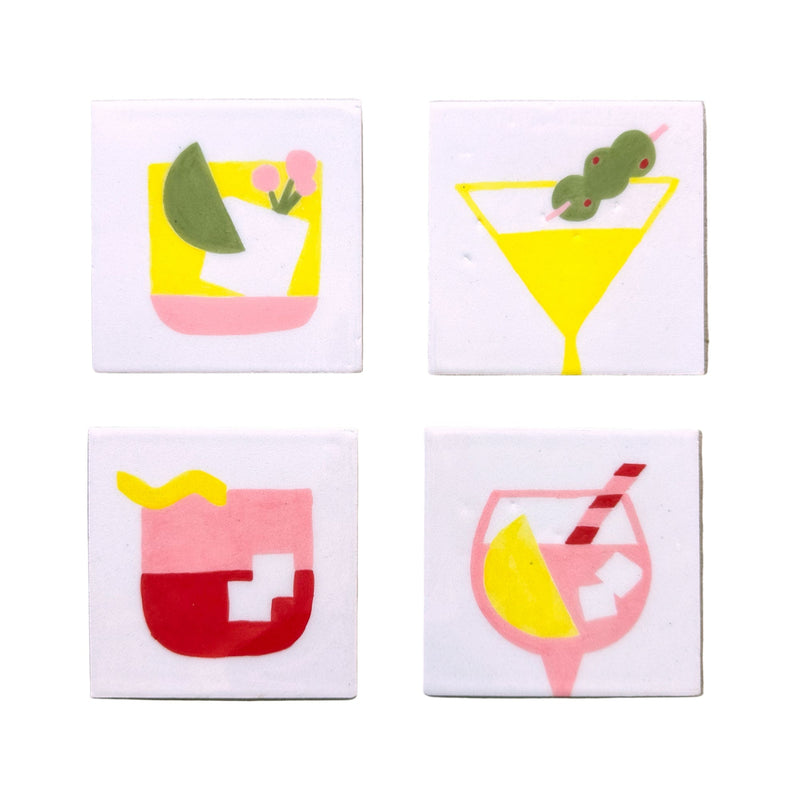 "Cocktails" Seramik Bardak Altlığı