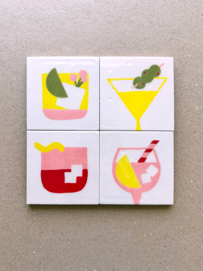 "Cocktails" Seramik Bardak Altlığı