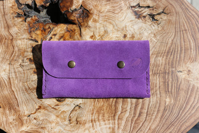 Suede Leather Snap Wallet