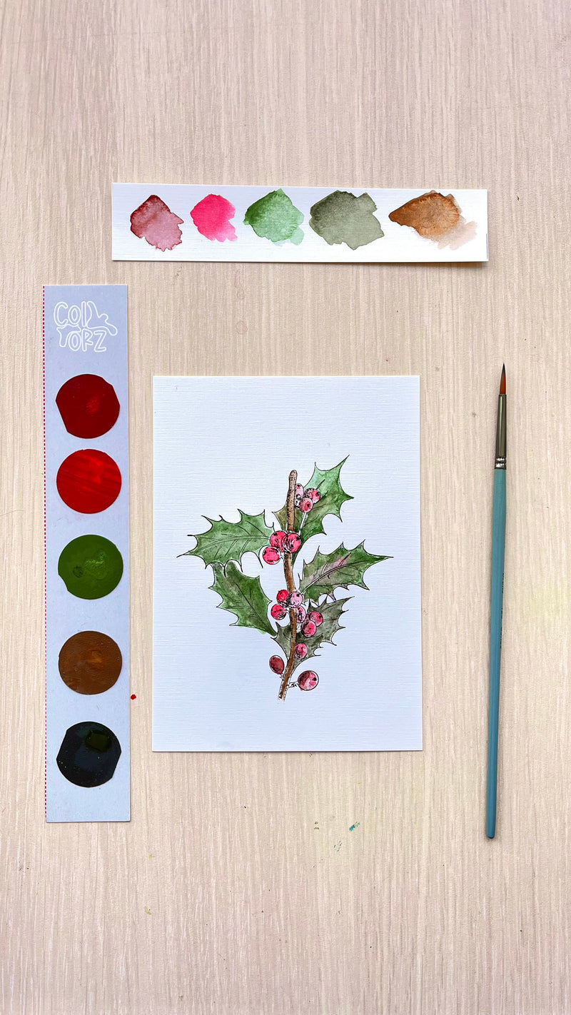 New Year Themed Postcard Painting Set - Coquina Flower