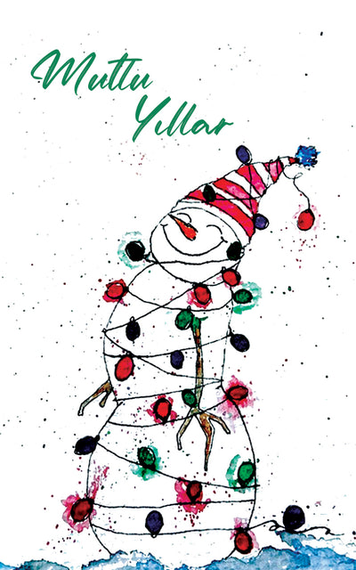 Snowman Rectangular Holed New Year Gift Card Pack of 10