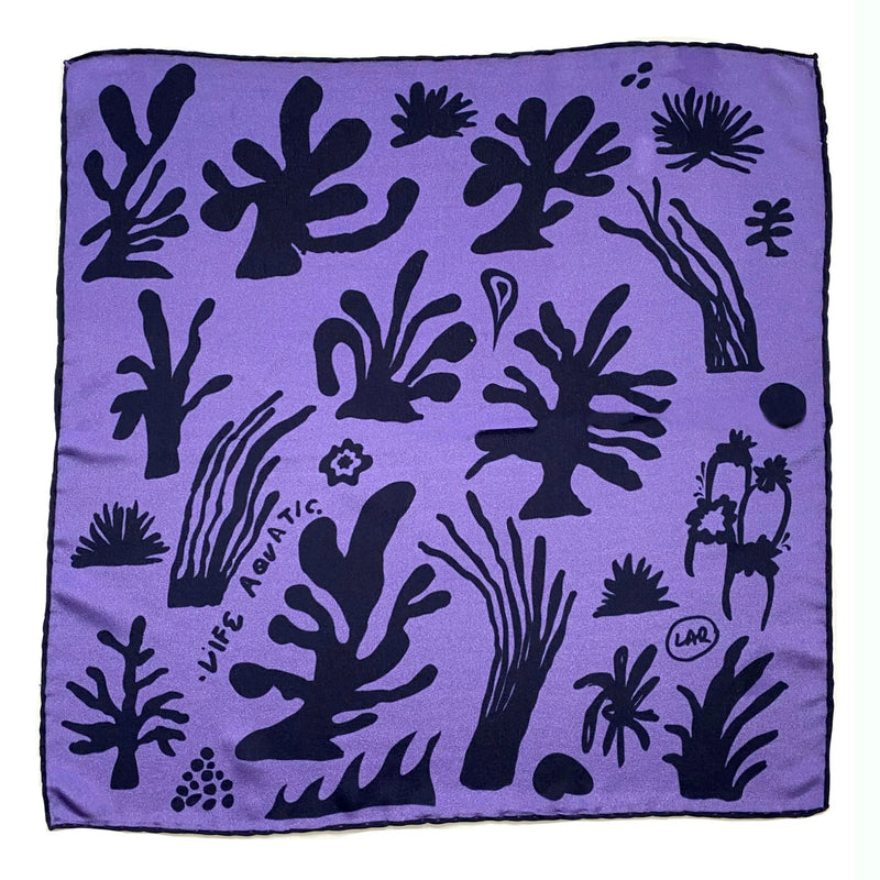 Life Aquatic Lilac Silk Bandana