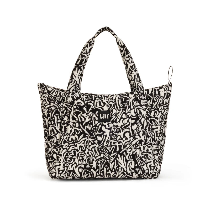 Anemone Black Puffer Tote Bag