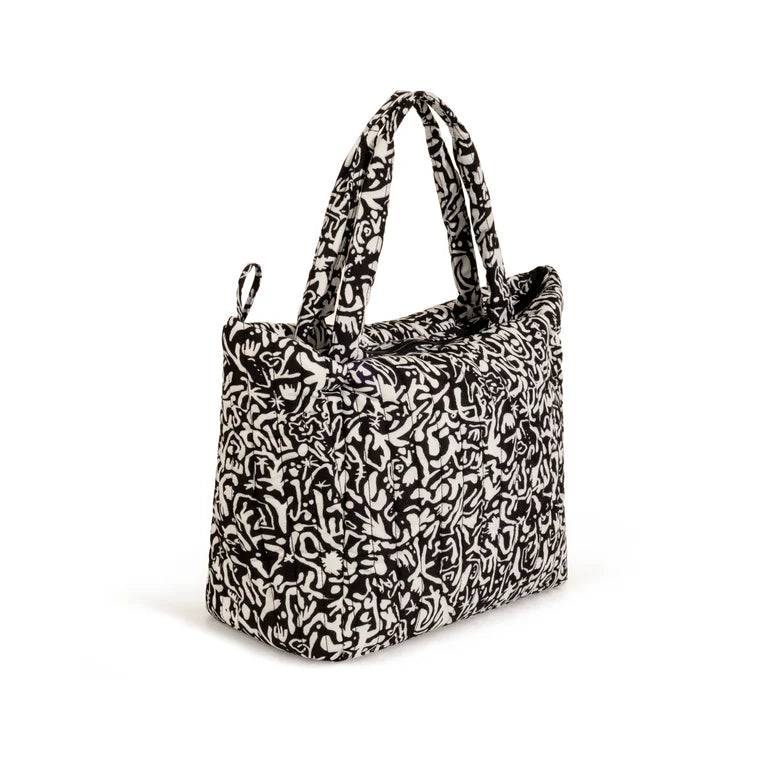 Anemone Black Puffer Tote Bag