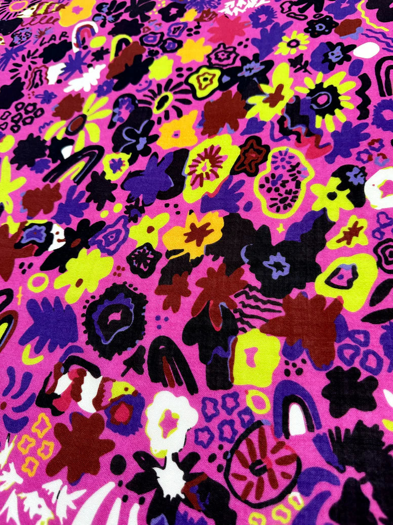 Les Fleurs Pink Wool Scarf